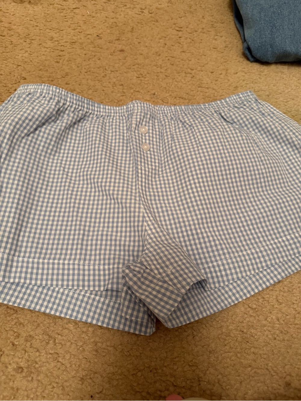 Daily Drills Blue Gingham Cotton Lounge Shorts
